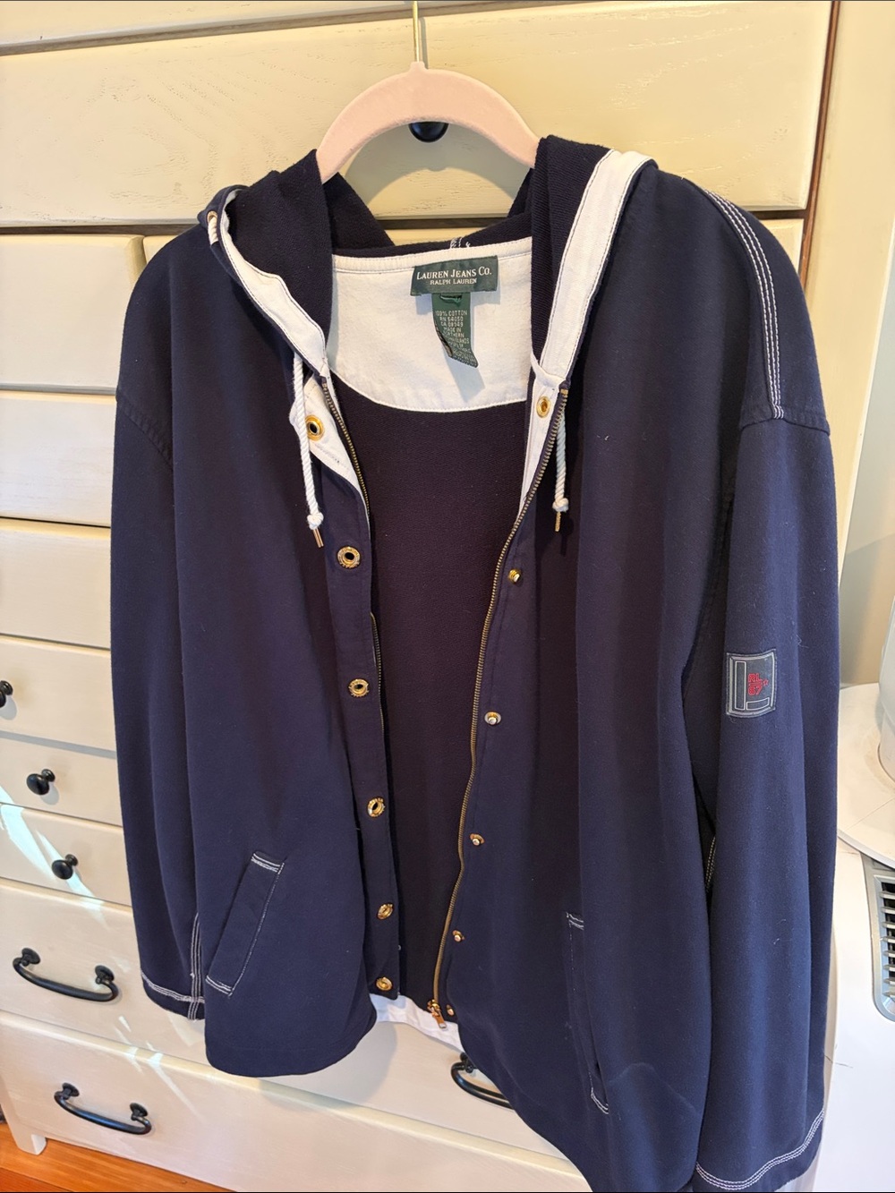 Vintage Ralph Lauren Jeans Co. Navy Blue Coastal Full Zip Jacket With Hood